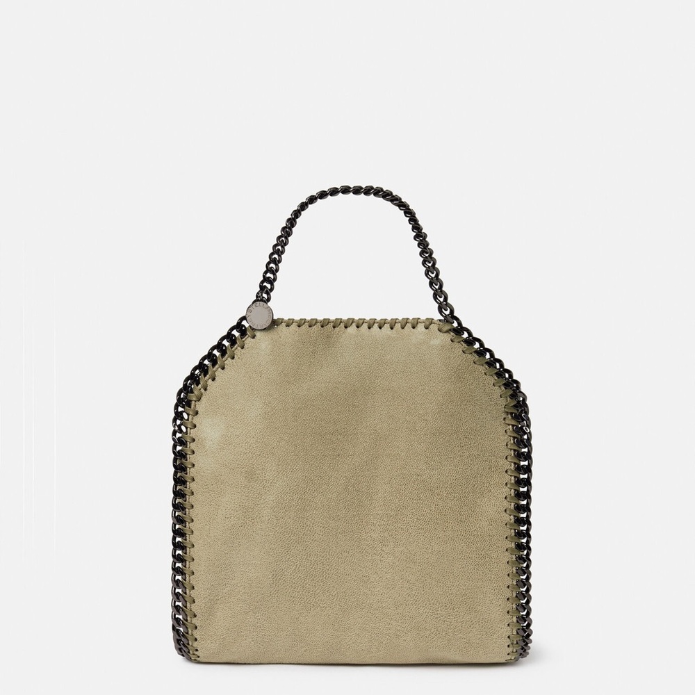 Chain-Trimmed Beige Tote Bag